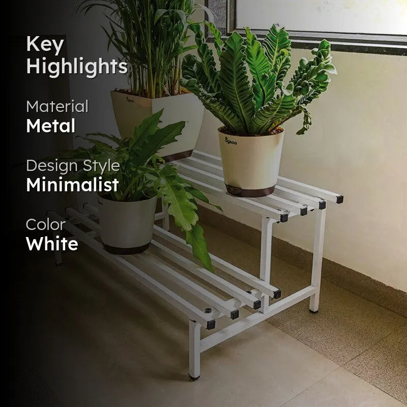 Botanika Elevate Two Tier Metal Plant Stand - White media 2