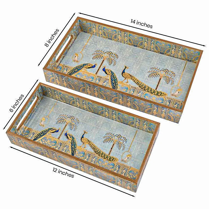Chitramayi Wood Serving Tray (Medium & Small) - Set Of Two media 8