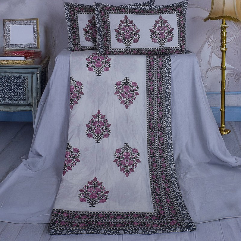 PetalRiwaaz Handblock Printed Cotton Bedsheet (Purple) - 400 TC media 6