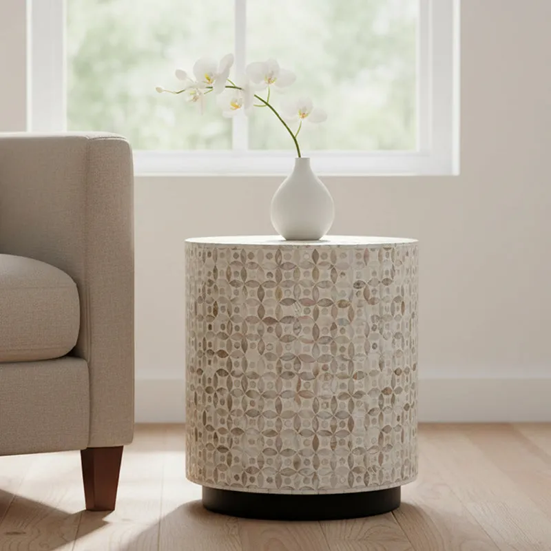 Walnix Mother of Pearl Side Table - Off White media 3
