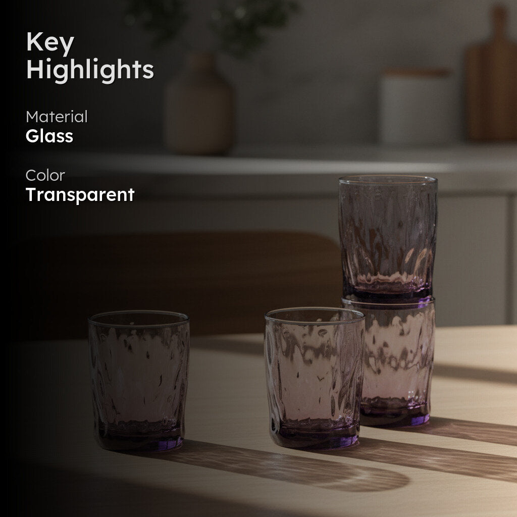 Kenzie Purple Glass Tumbler (355 ML) - Set Of Six media 2