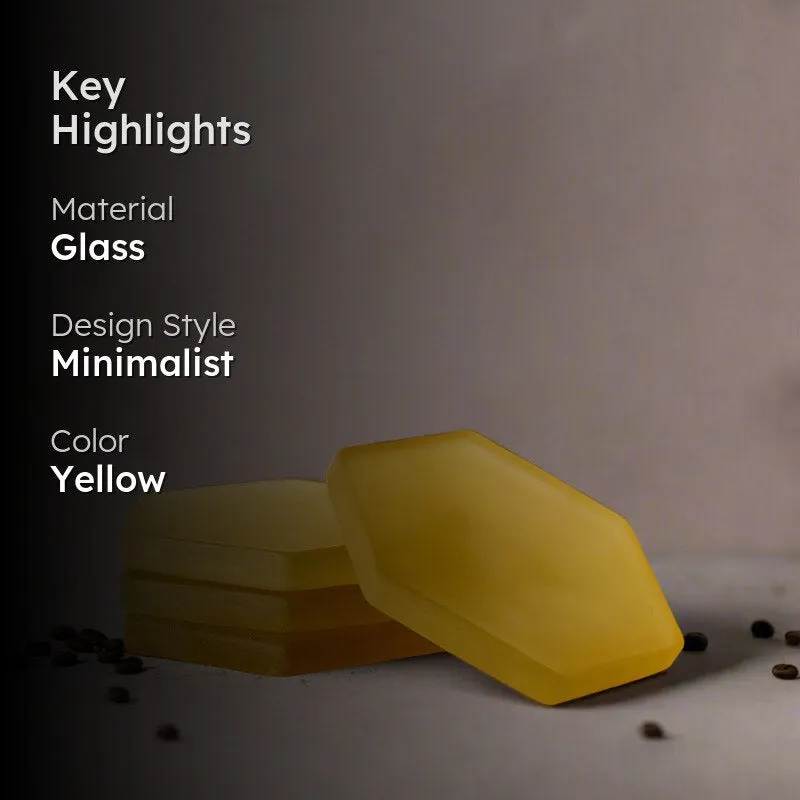 Glossy Hexa Glass Coaster (Yellow) - Set Of Four media 2