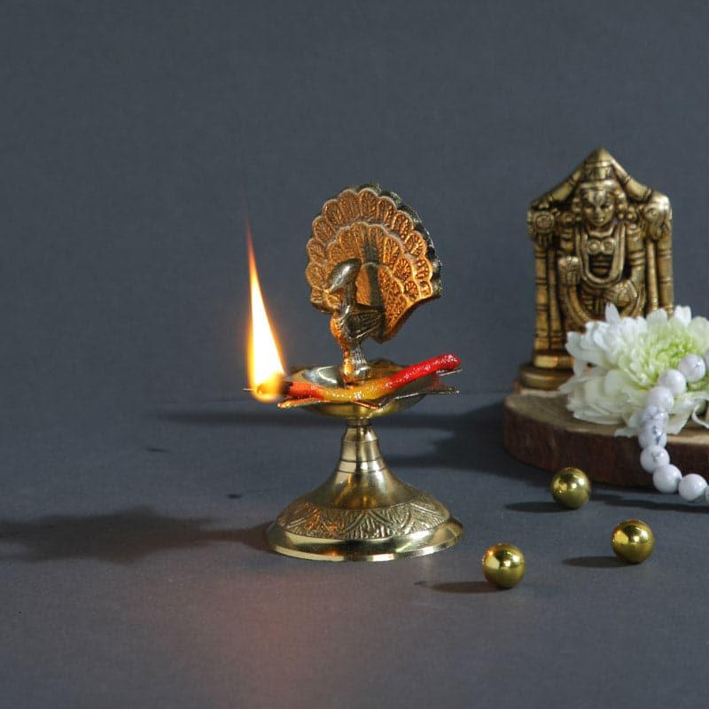 Peacock Plume Oil Lamp