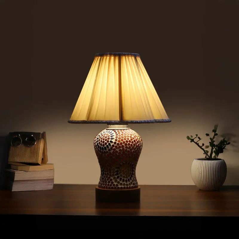 Aranya Pleated Wooden Table Lamp - Multicolor media 1
