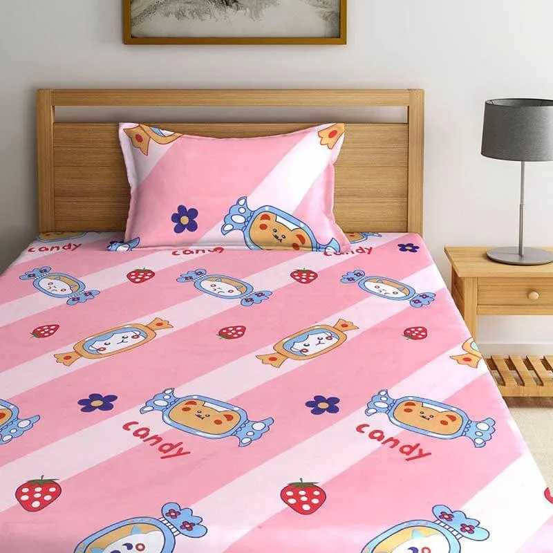 Pink Candy Kids Bedsheet - 130 GSM media 1