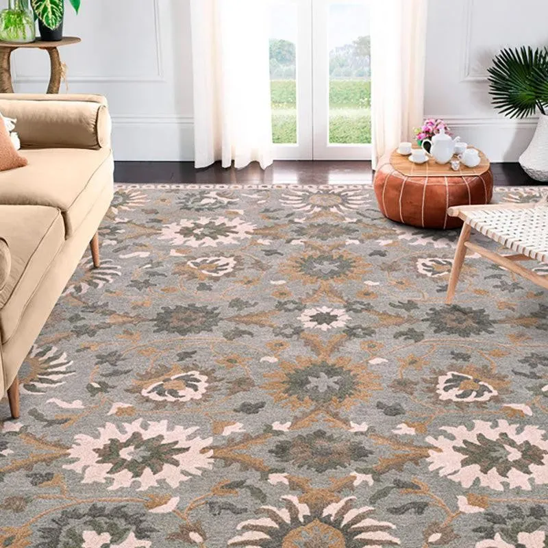 Awen Hand Tufted Ethnic Wool & Nylon Carpet - Light Grey media 8