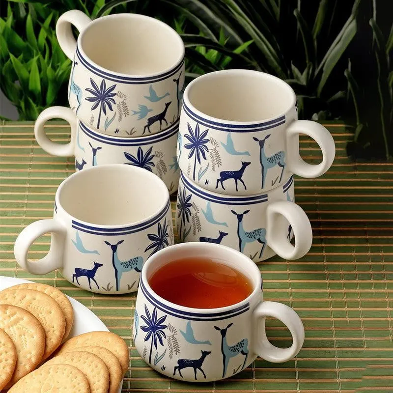 Elegant Stoneware Tea Cup (150 mL Each) -  Set of Six media 1