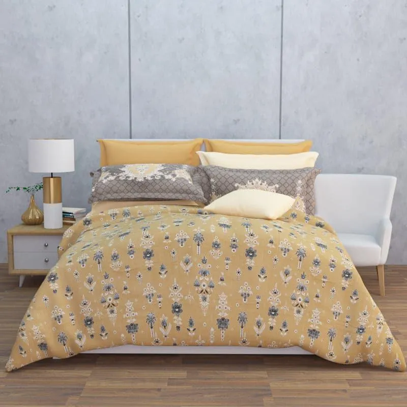 Teva Floral Cotton Bedsheet (Buff) - 210 TC media 4