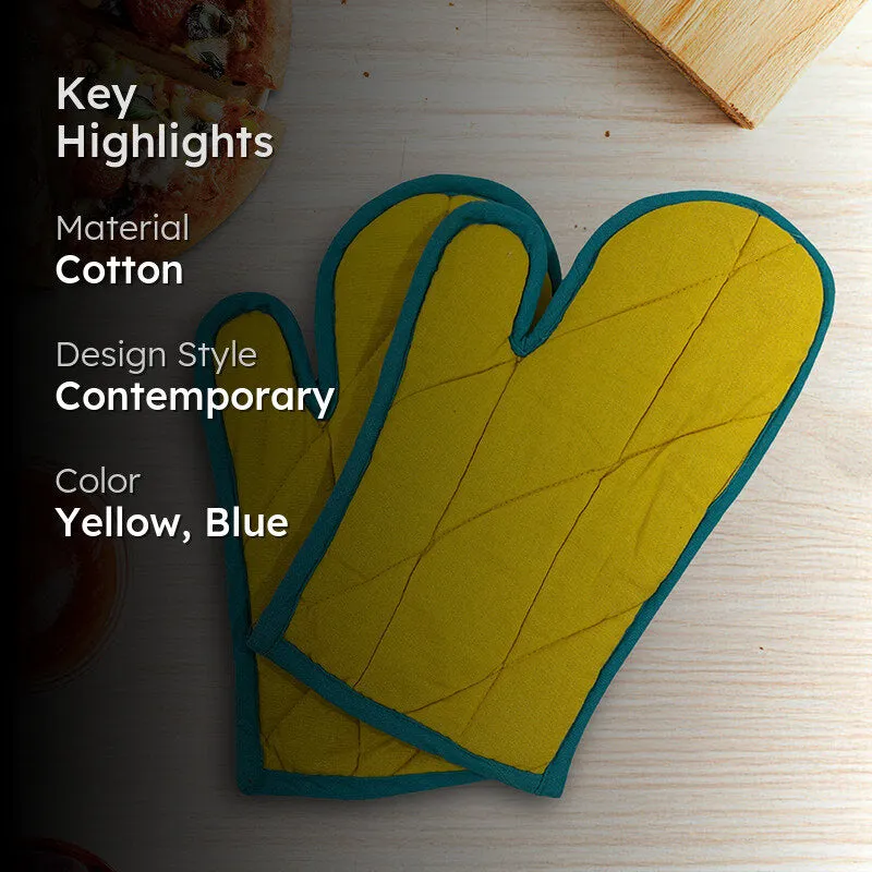 Swayam Teplo Kitchen Gloves (Yellow & Aqua Blue) - Set Of Two media 2