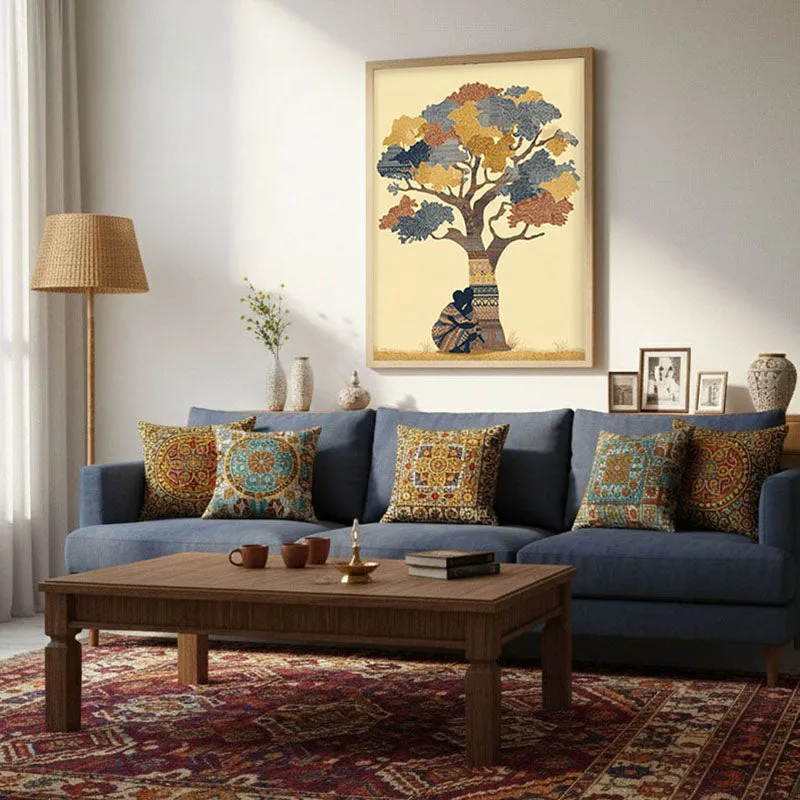 Kalpavriksha Canvas Wall Painting With Brown Frame media 8