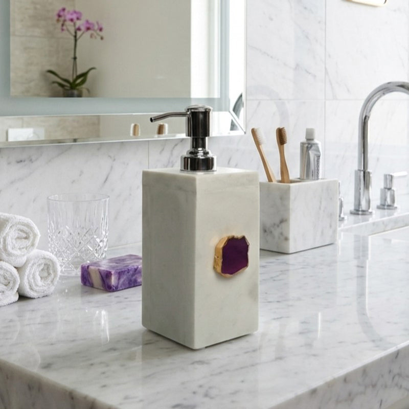 Kade Handcrafted Agate & Marble Soap Dispenser - Pink media 6