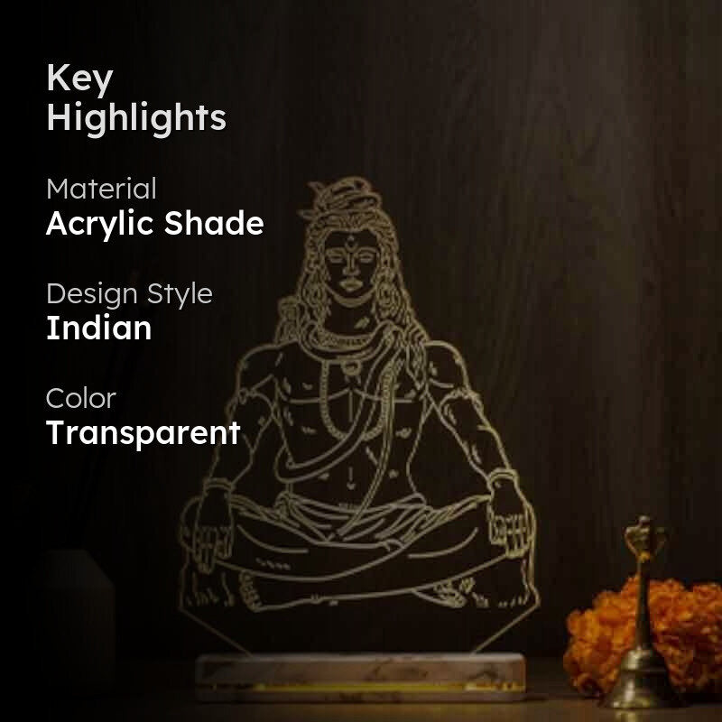 Har Har Mahadev Acrylic Table Lamp - Transparent media 2