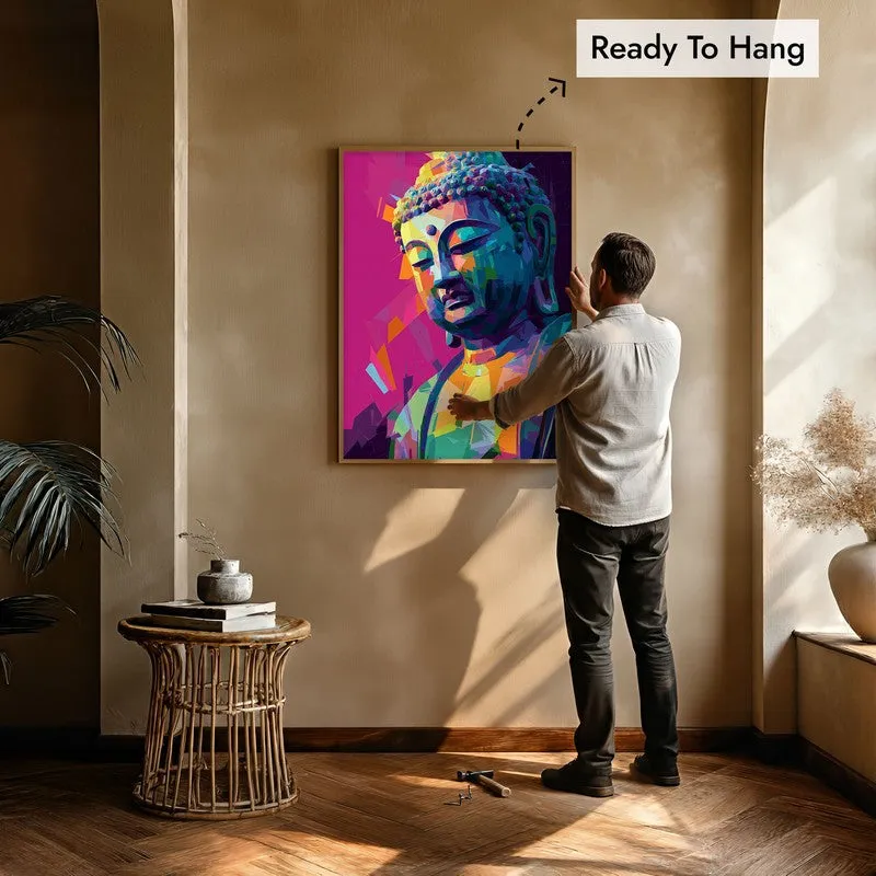 Awakened in Color Buddha Archival Paper Wall Painting With Brown Frame media 6