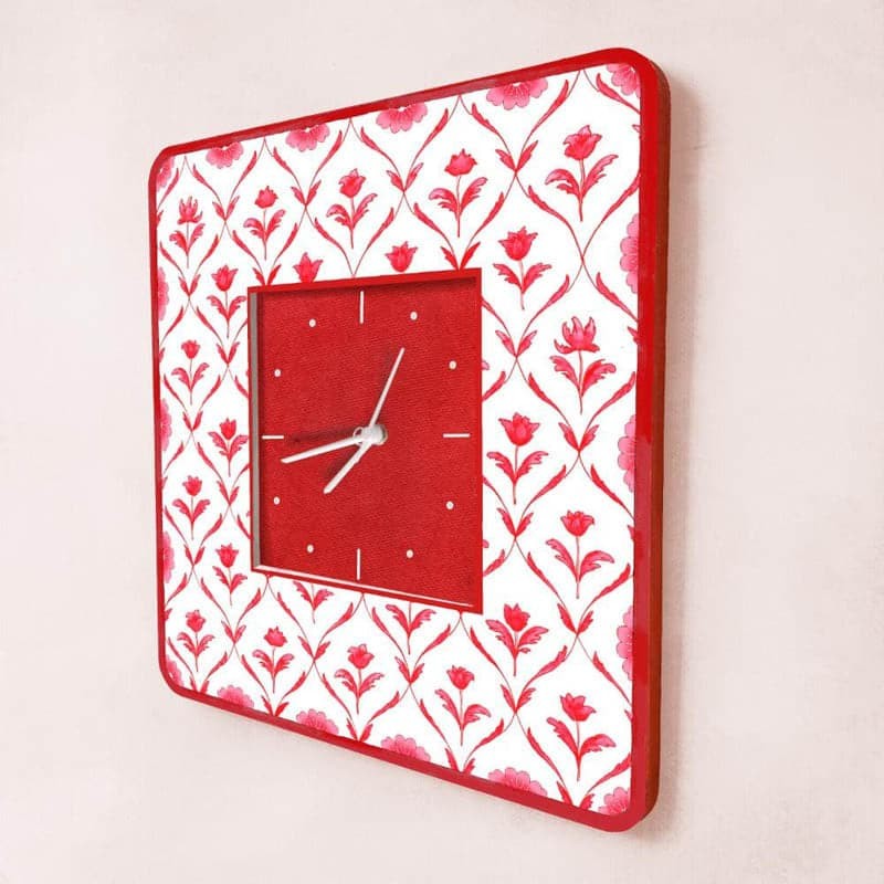 Ethnic Rosa Handpainted Wall Clock -  Red media 5