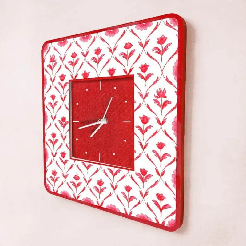Ethnic Rosa Handpainted Wall Clock -  Red media 5