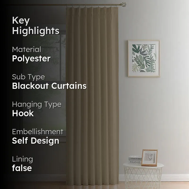 Noir Double Pinch Pleat Blackout Curtain - Beige media 2