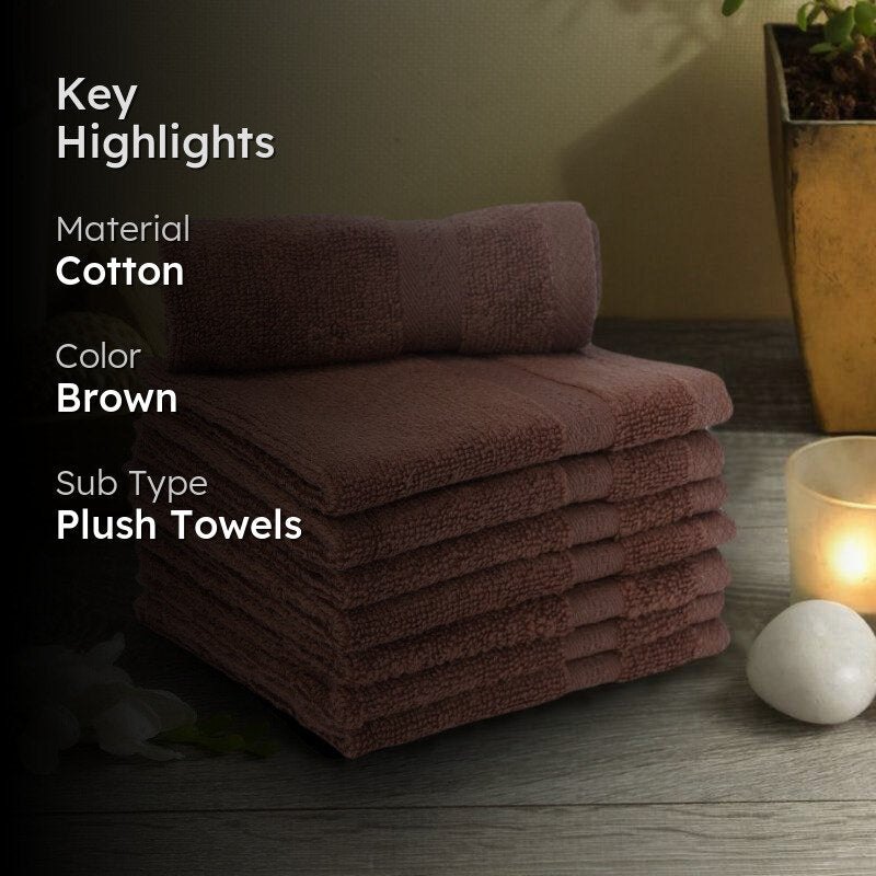 Miorah  Face Towel (Brown) - Set Of Eight media 2