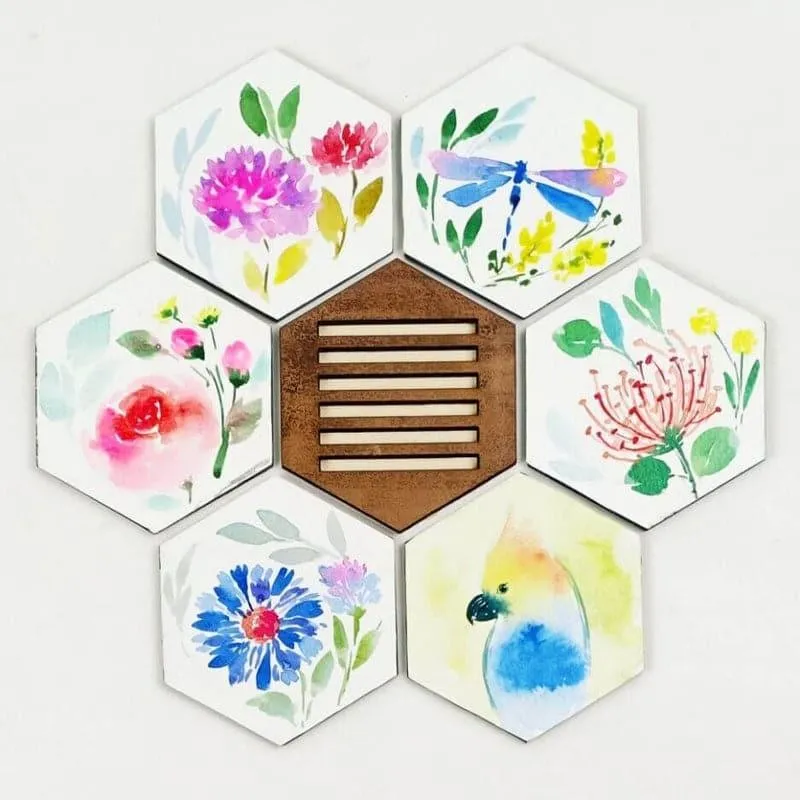 Gracia Blossom Handpainted Coaster - Set Of Six media 3