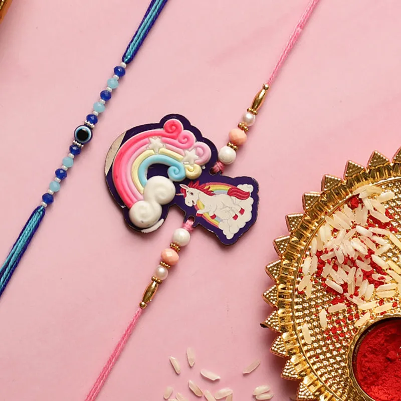 Unicorn I Rakhi with Roli Chawal - Three Piece Set media 3