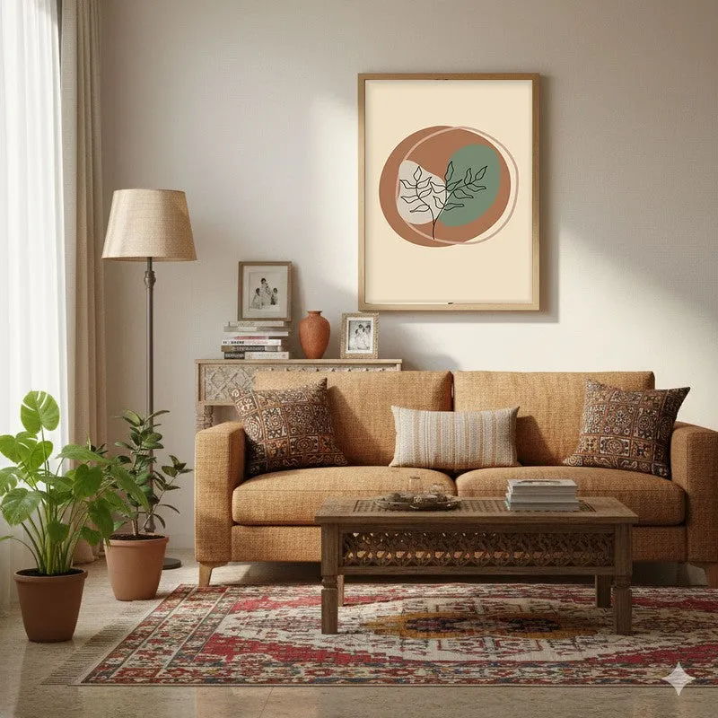 Woven Flora Canvas Wall Painting With Brown Frame media 4