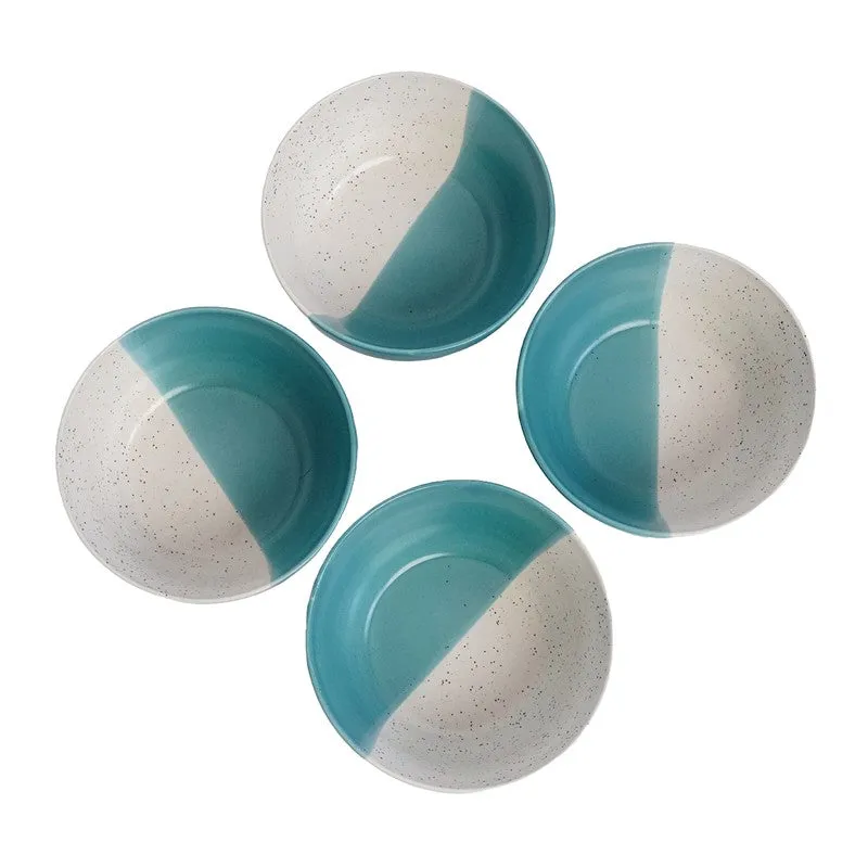 RasoiBite Ceramic Snack Bowls (White,Blue, 200 mL Each) - Set Of Four media 5