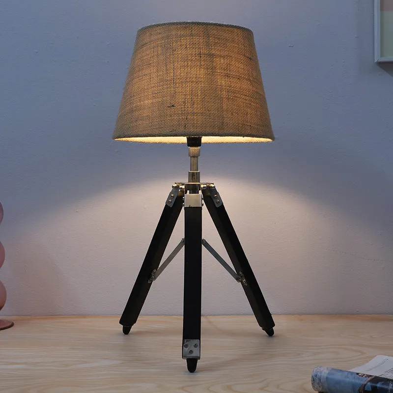 Tatami Fold Tripod Mango Wood Table Lamp - Black,Brown media 1