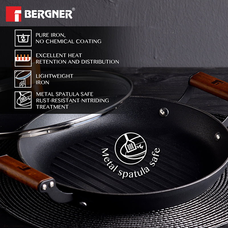 Bergner Ferrocasa Grill Pan With Glass Lid (28 cm) media 5