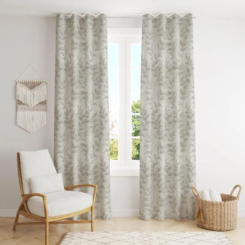 Noor Jacquard Single Curtain (Grey) media 1