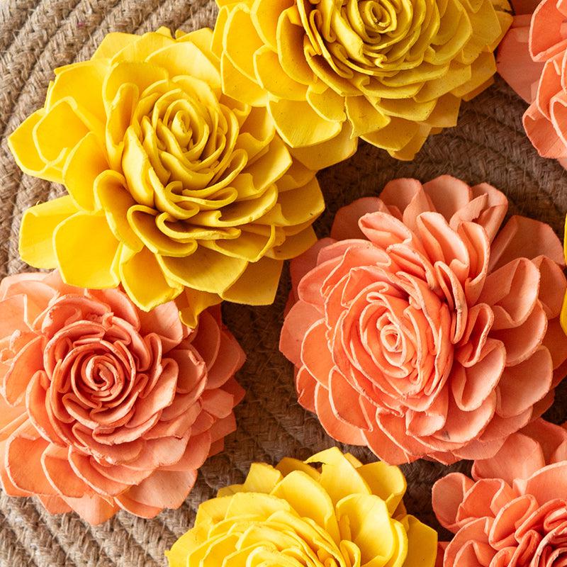 Estar Sola Wood Rose Flower (Yellow & Peach) - Set Of Ten media 4