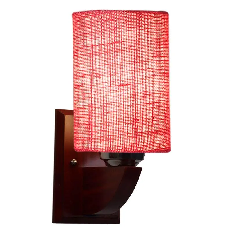 Blushy Cylindrical Wooden Wall Lamp media 4