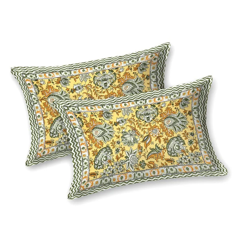 BlossomAura Cotton Bedsheet (Yellow) - 144 TC media 3