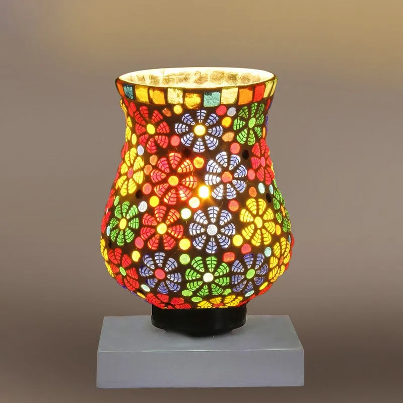 Flavia Mosaic Glass Table Lamp With Wooden Base - Multicolor media 7