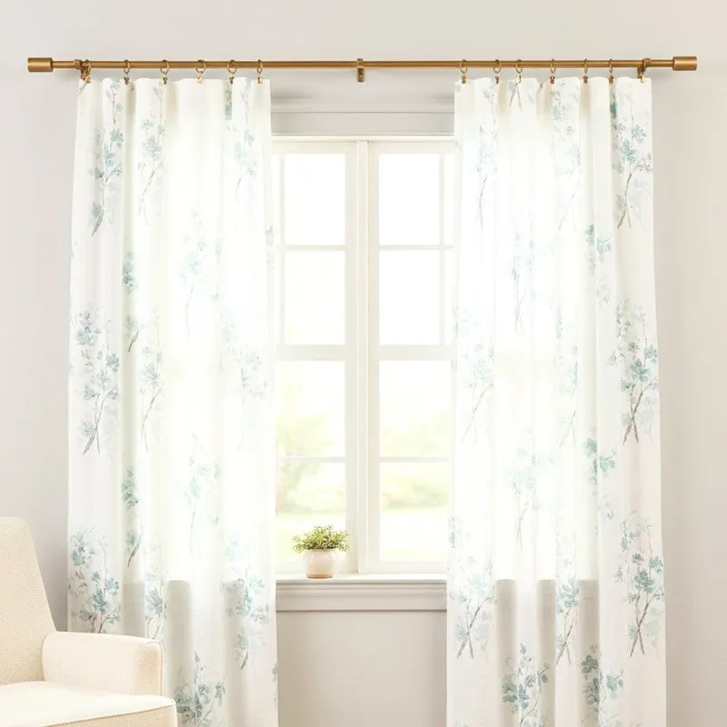 Sleekera Extendable 1" Single Curtain Rods With Round Finial & Brackets (Gold) media 4