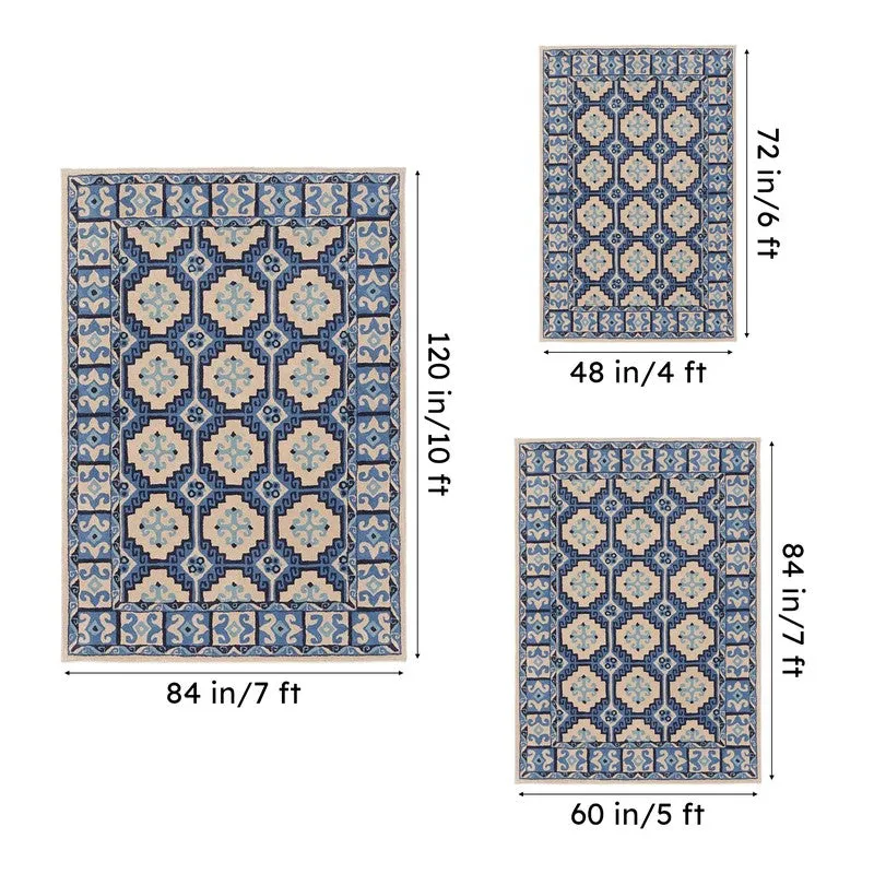 Gamling Hand Tufted Ethnic Wool & Nylon Carpet - Blue media 15
