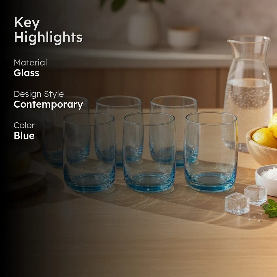 Pasabahce Aspen Whiskey Glass (Skyblue) (280 mL ) - Set Of Six media 2
