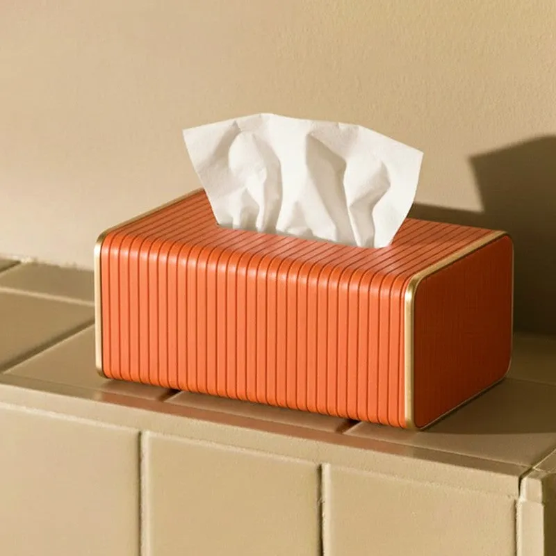 AarviDecor Forme Ribbed Faux Leather Tissue Holder media 4