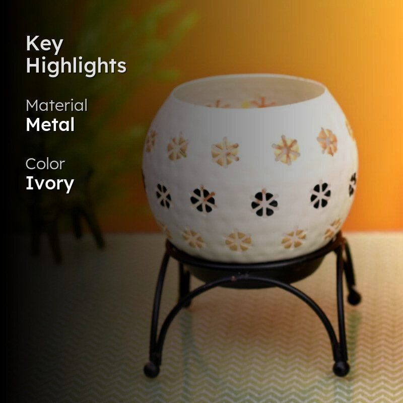 Nahusha Tealight Candle Holder - Cream media 2