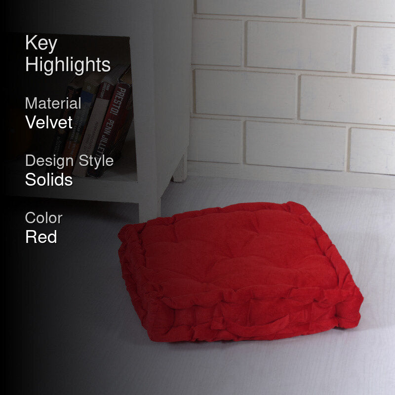 Roe Velvet Floor Cushion - Red media 2