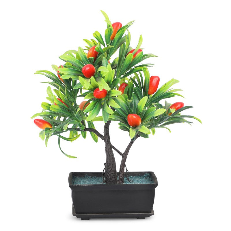Leafora Lemon Artificial Plant With Plastic Pot(Red) - 0.8 Feet media 3