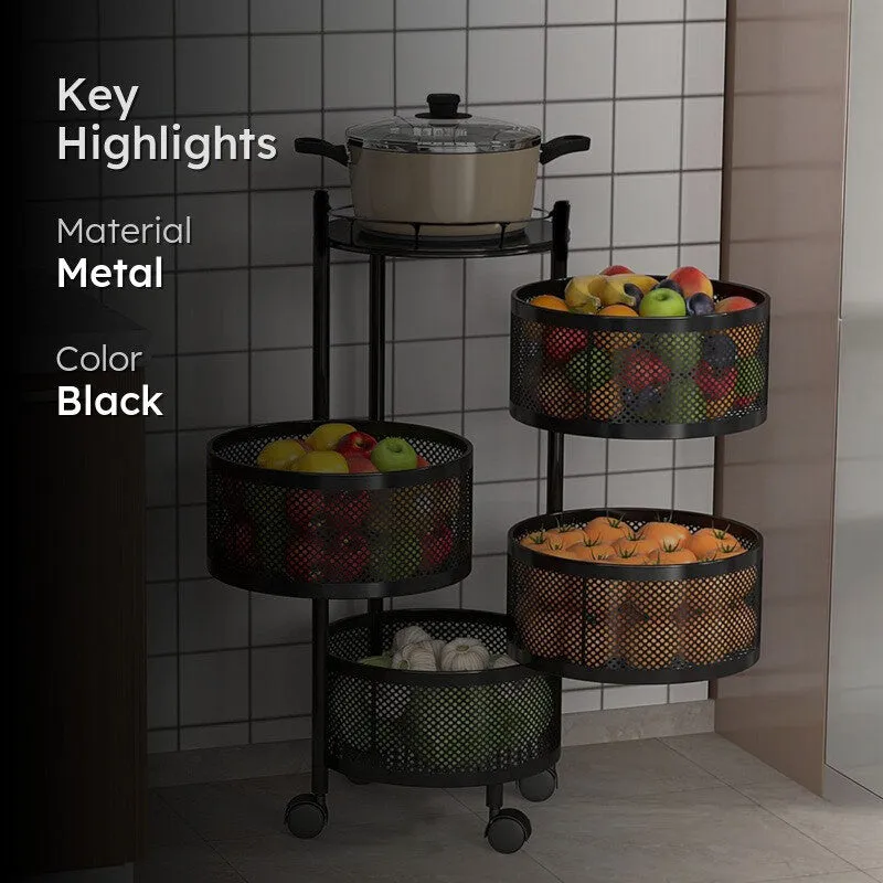 Swing Out Black Metal Storage Rack with Basket media 2