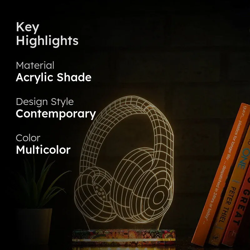 Melomanic Illusion Headphone Acrylic Table Lamp - Multicolor media 2