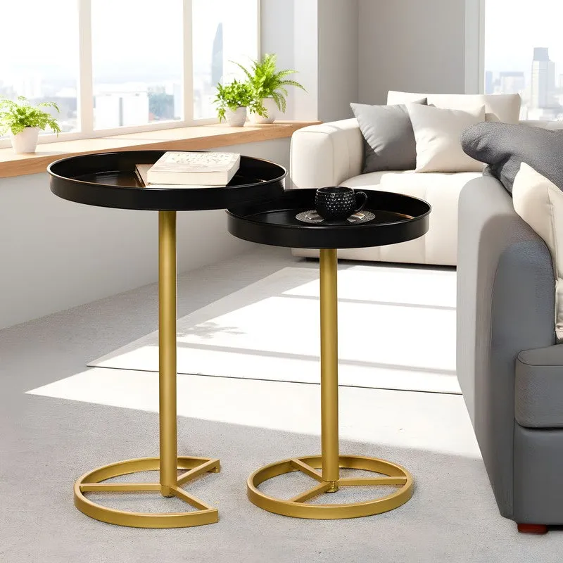 Zyro Nest Side Table (Black & Gold) - Set Of Two media 1
