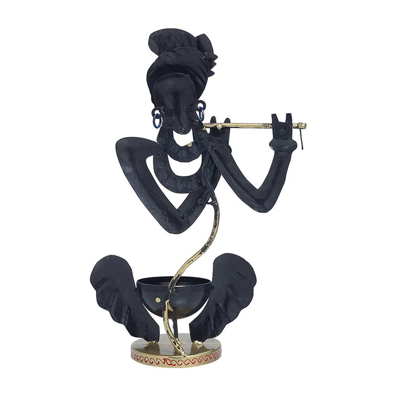 Krishna Flute Tealight Holder - Black,Orange media 6