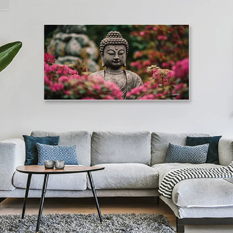 Buddha Statue In Garden Canvas Wall Painting media 3