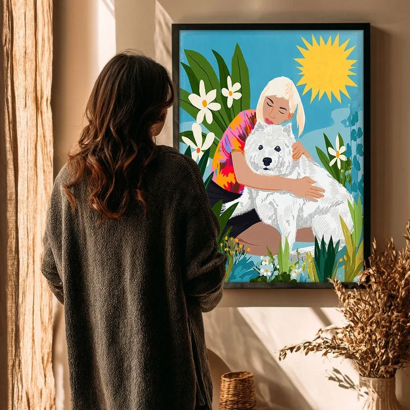 Sunlit Embrace Canvas Wall Painting - Black Frame media 4