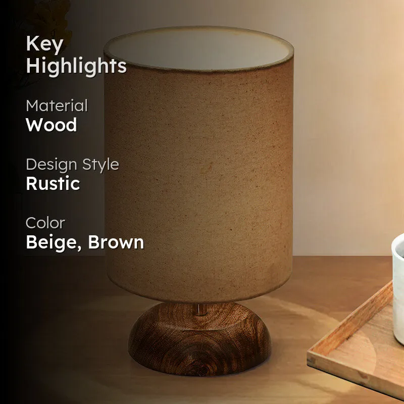 Oleda Disc Wooden Table Lamp - Beige,Brown media 2