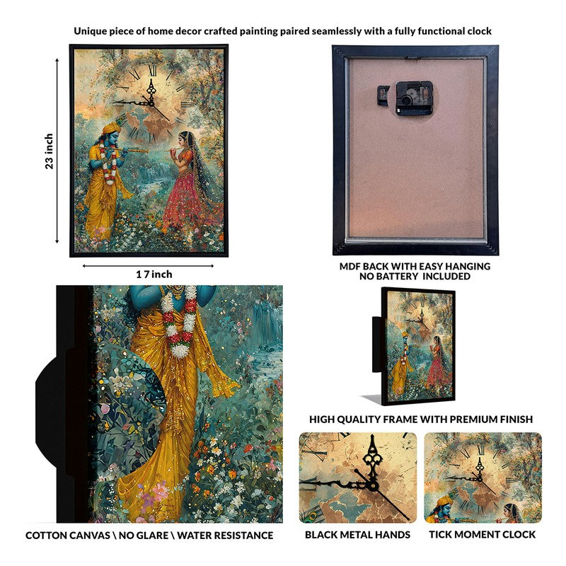 Shyama Sakhi Wall Art With Clock media 3