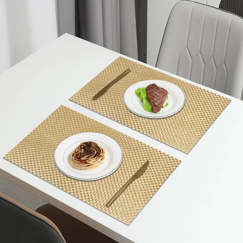 Vionne Golden Rectangle PVC Table Mats - Set Of Two media 1