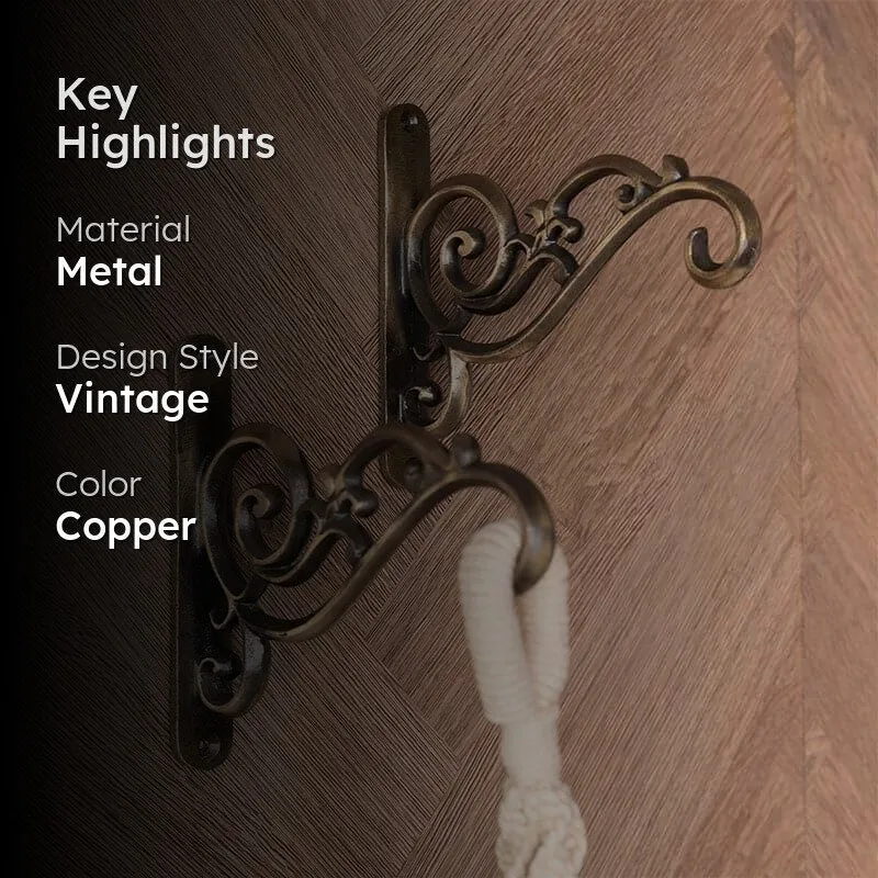 Copper scrollwork wall bracket shown in a room setting