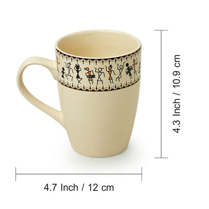 Warli Ceramic Coffee Mug (300 mL Each) - Set of Two media 6